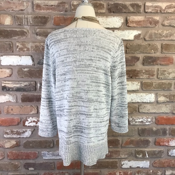 ANN TAYLOR LOFT Women’s White & Black Marled Boat Neck Pullover Sweater XL - Picture 4 of 6